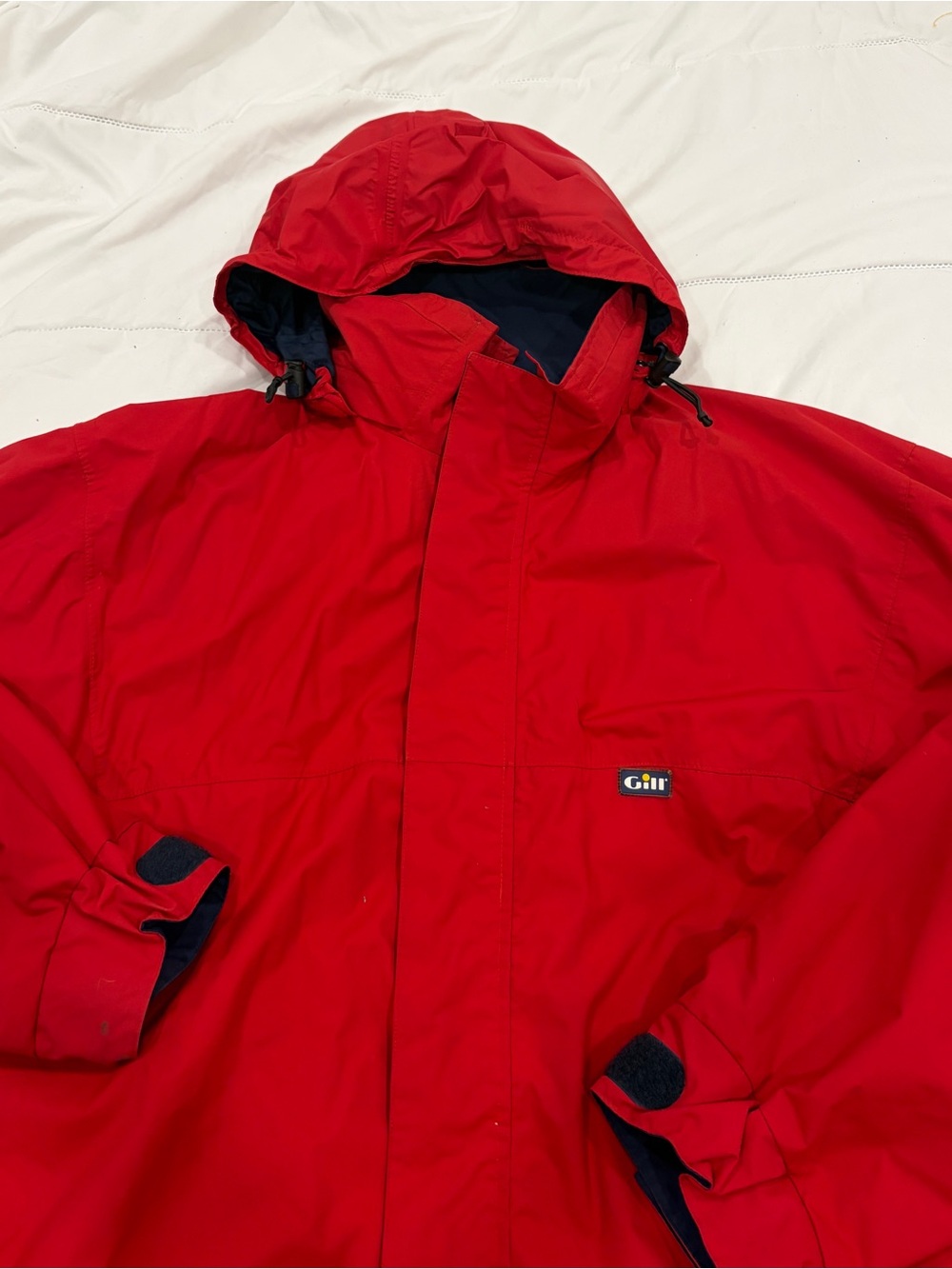 vintage men’s red Gill classic hooded sailing jacket wind breaker size XL